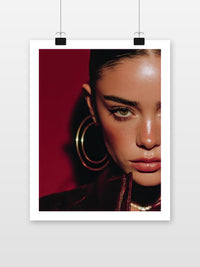 Woman Half Face poster met witte rand