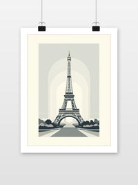 Eiffel Tower Minimalist B%W poster met witte rand