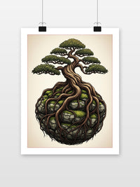 Bonsai Roots Fantasy poster met witte rand