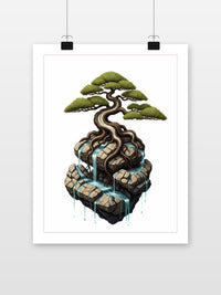 Bonsai Fantasy Art poster met witte rand