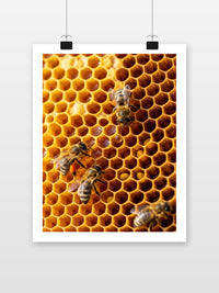 Bee Beehive Honey poster met witte rand