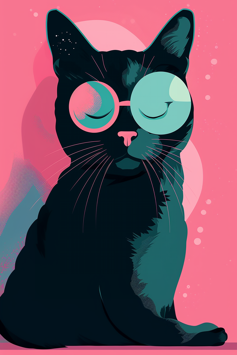 Póster Gato Rosa Cartoon de 25 Artstreet