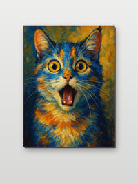Cat Surprised Acuarela en un interior (6)