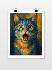 Cat Surprised Acuarela en un interior (7)