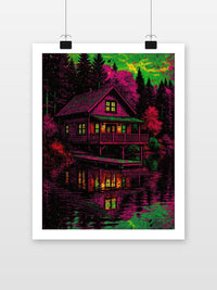 Cottage Lake poster met witte rand