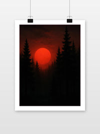 Red Moon poster met witte rand