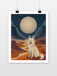 Papercraft Wolf Landscape poster met witte rand