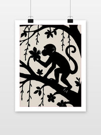 Monkey Silhouette poster met witte rand