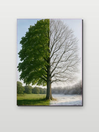 Tree Winter Spring op aluminium dibond