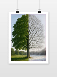 Tree Winter Spring poster met witte rand