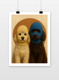 Poodle Dogs Mask poster met witte rand