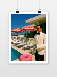 Poolside Elegance Vacation poster met witte rand