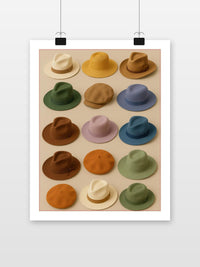 Hats Fashion Fedora Beret Stylish poster met witte rand
