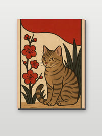 Cat Flower Art op aluminium dibond