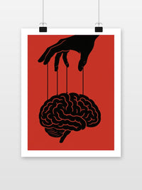 Mind Control Symbolism Puppet Brain poster met witte rand