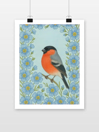 Bullfinch Bird Flowers im Interieur (7)