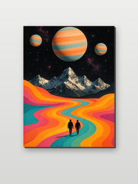 Landscape Retro Surrealism Psychedelic op aluminium dibond