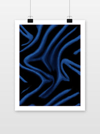 Blue Pattern Abstract Wavy poster met witte rand