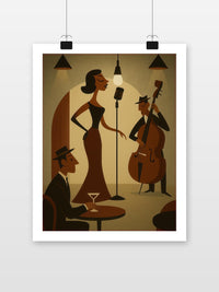 Jazz Band Music Retro poster met witte rand