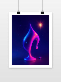 Fluid Art Neon Glowing Cosmic poster met witte rand