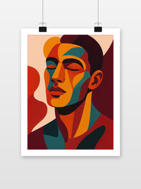 Man Portrait Abstract Geometric poster met witte rand