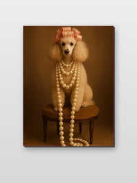 Poodle Pearl Necklace op aluminium dibond