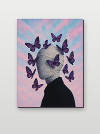 Butterfles Surrealism Bandaged Head op aluminium dibond