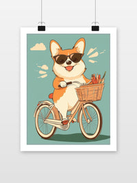 Corgi Bicicleta Cartoon en un interior (7)
