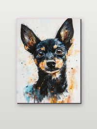 Miniature Pinscher Hund Aquarell Haustier im Interieur (6)