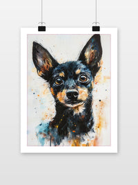 Miniature Pinscher Hund Aquarell Haustier im Interieur (7)