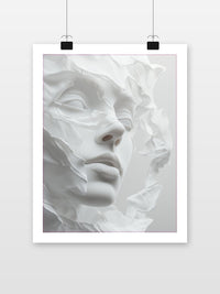 White Face Abstract Sculpture Digital poster met witte rand
