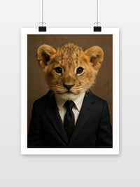 Lion Cub Suit Anthropomorphic poster met witte rand