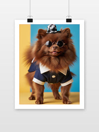 Pomeranian Fashion Sunglasses poster met witte rand