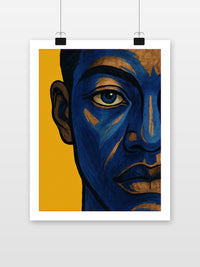 Half Face Man Close-up poster met witte rand
