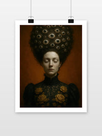 Victorian Surrealism Eyes Woman Hair Symbolic im Interieur (7)