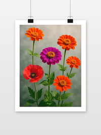 Zinnia Poppy Flowers im Interieur (7)