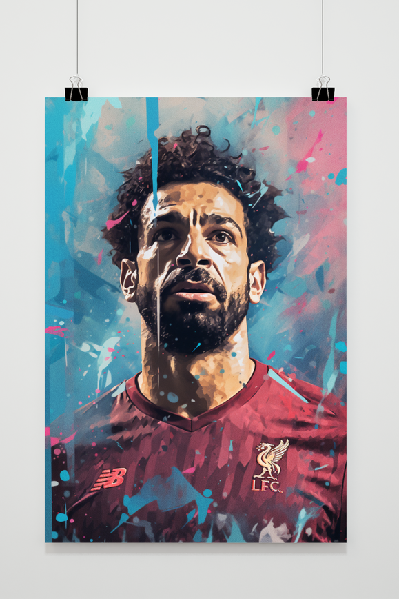 Mo Salah Blauw Abstract poster
