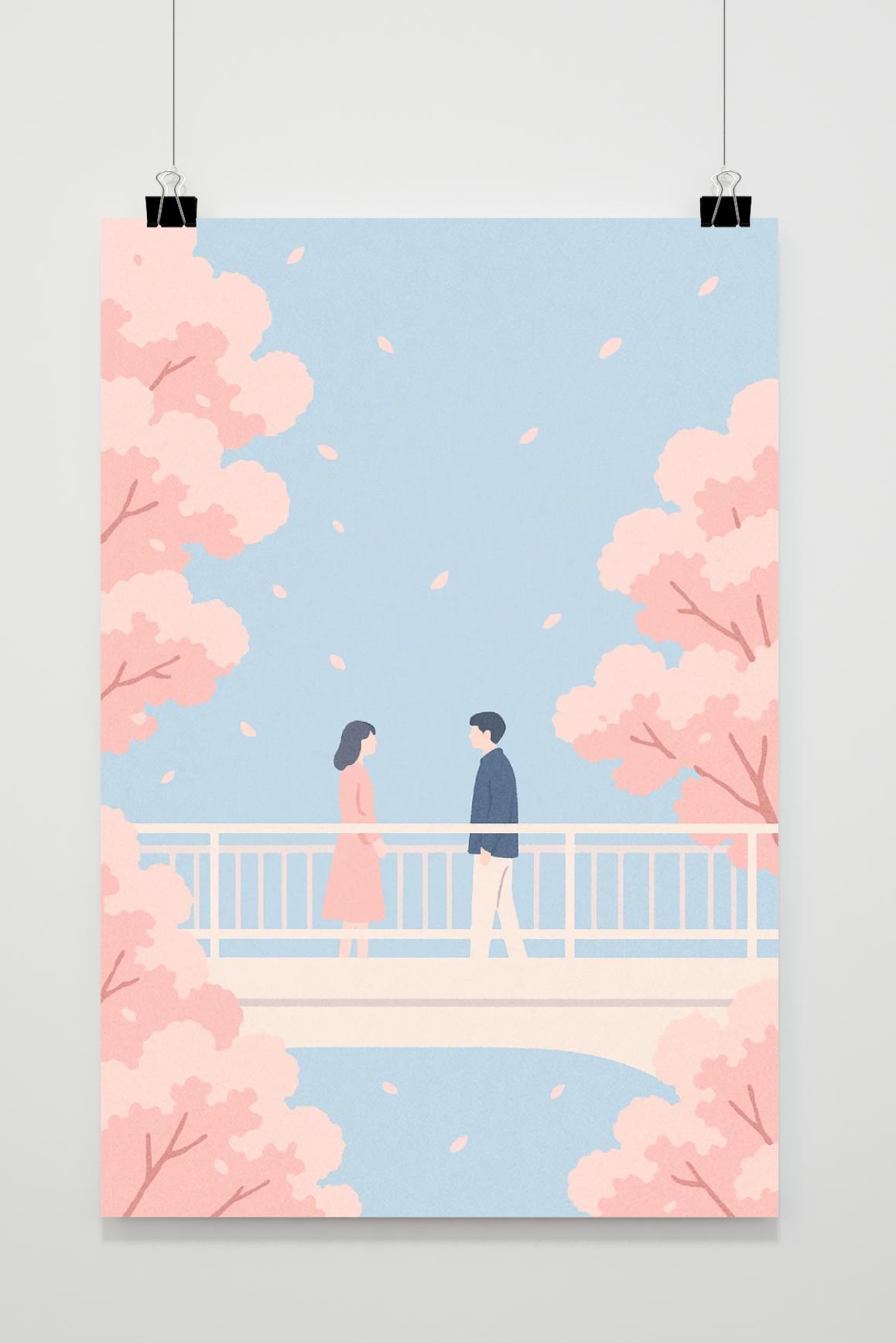 Couple Cherryblossom Love Romance Spring Pastel Poster von 25 Artstreet