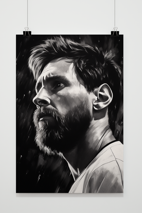 Póster Messi en Blanco y Negro