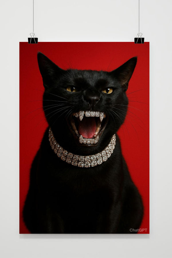 Cat Diamonds Jewelry Grillz Necklace poster
