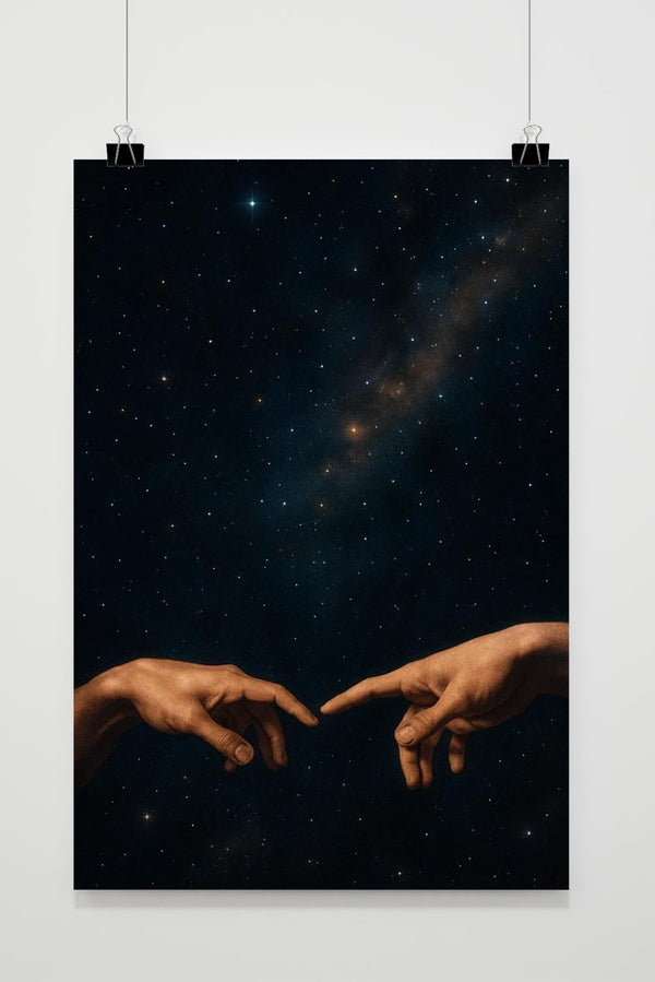 Michelangelo Inspired Hands Space poster