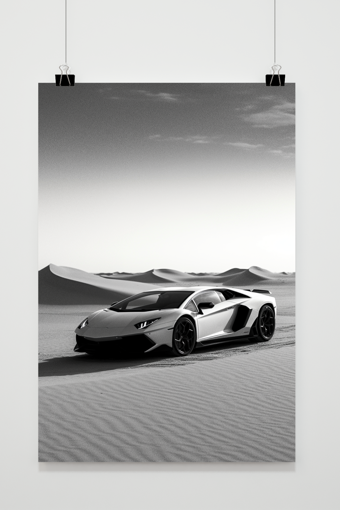 Póster Lambo Desierto en Blanco y Negro de 25 Artstreet