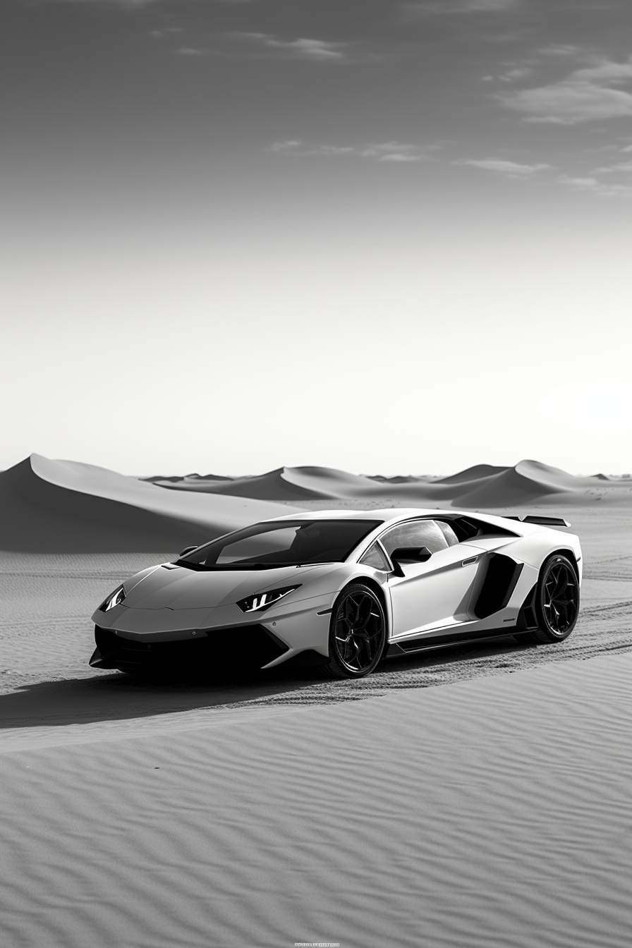 Lambo Desierto en Blanco y Negro en un interior