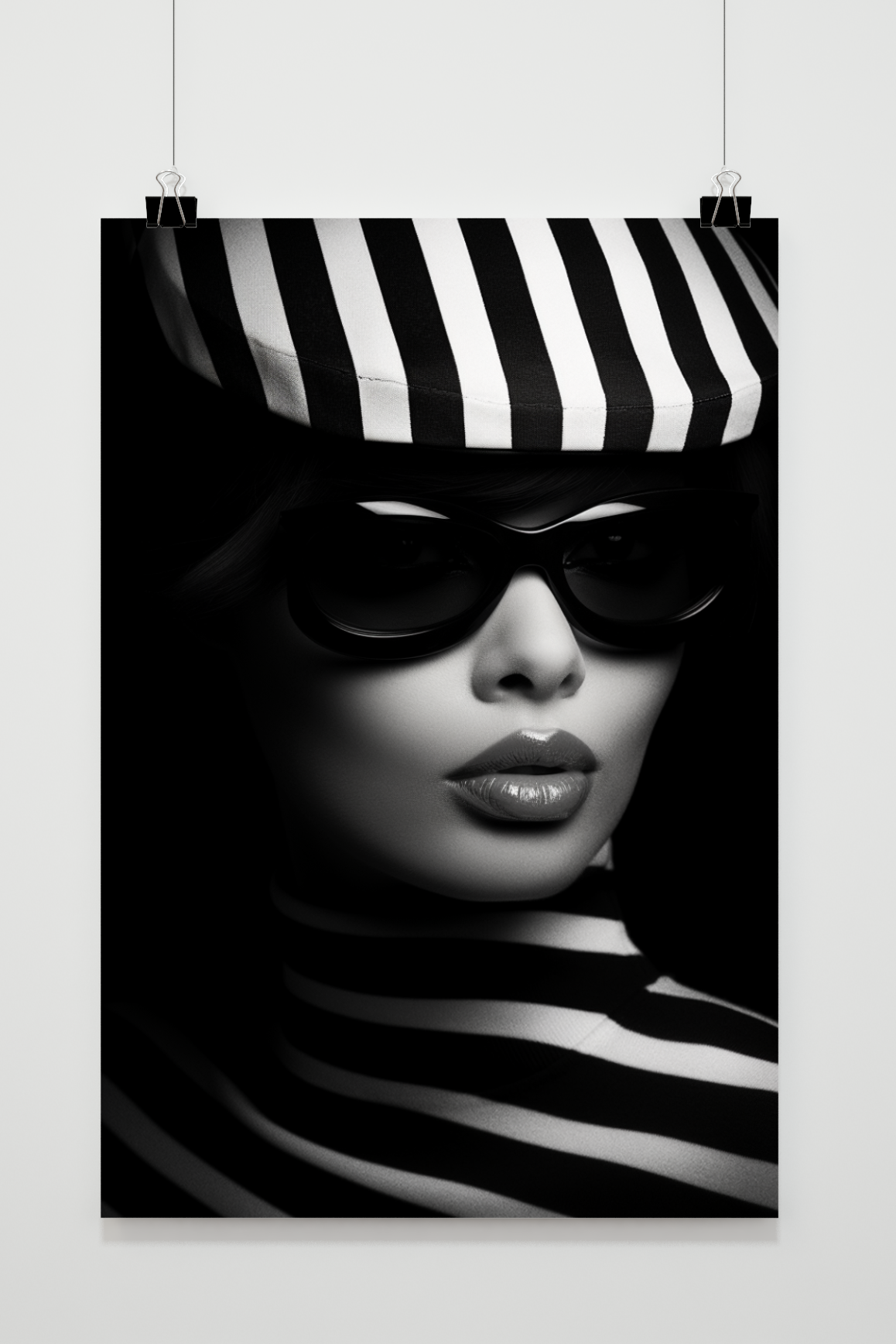 Póster Mujer con Rayas y Gafas de 25 Artstreet