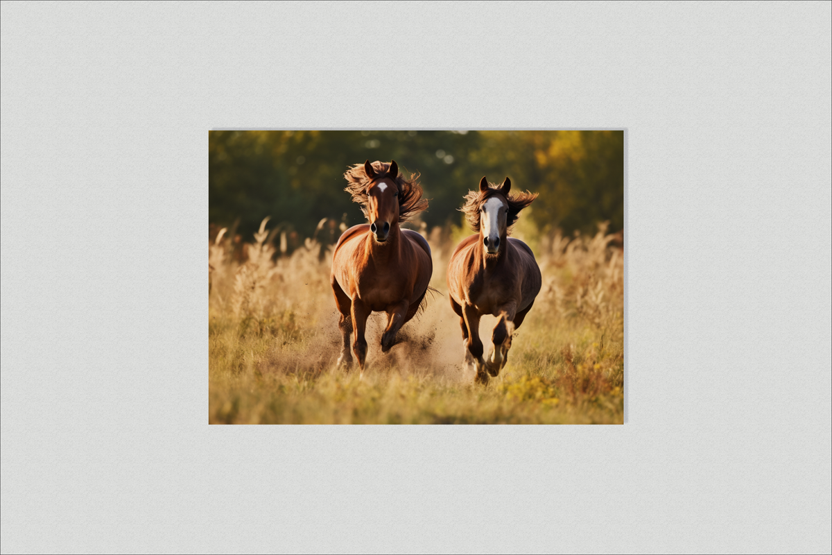 Caballos al Galope en un interior