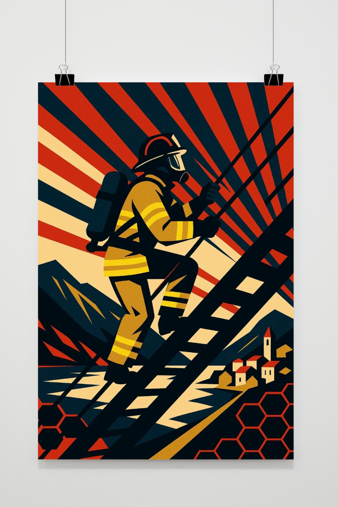 Fireman Ladder Art poster van 25 Artstreet