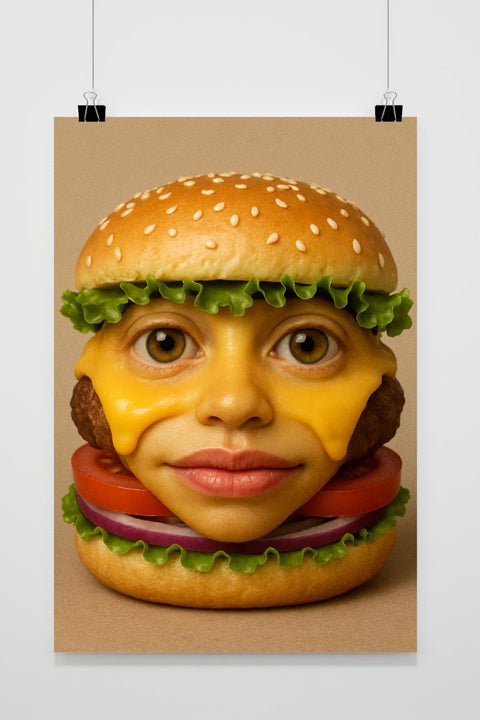 Burger Face Surrealism Fantasy poster
