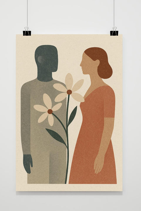 Couple Flower Minimalistic Art Love poster