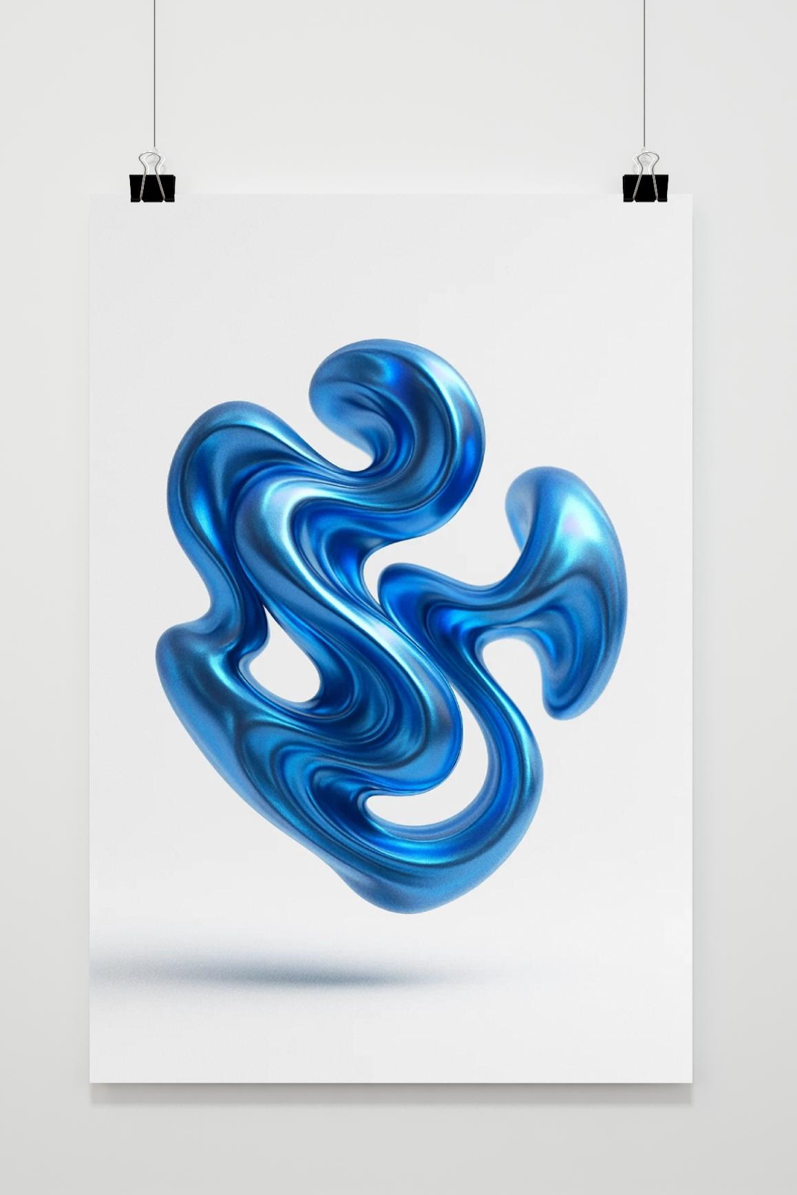 3D Fluid Abstract Digital poster van 25 Artstreet