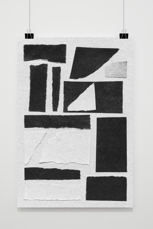 Affiche Paper Abstract Collage Zwart-Wit